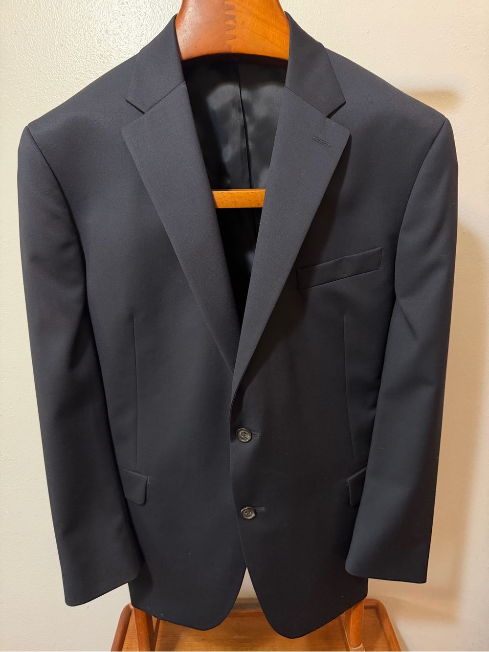 Ralph Lauren Menโs Navy Blue Wool Sport Coat 46R Regular Fit 2-Button Notch